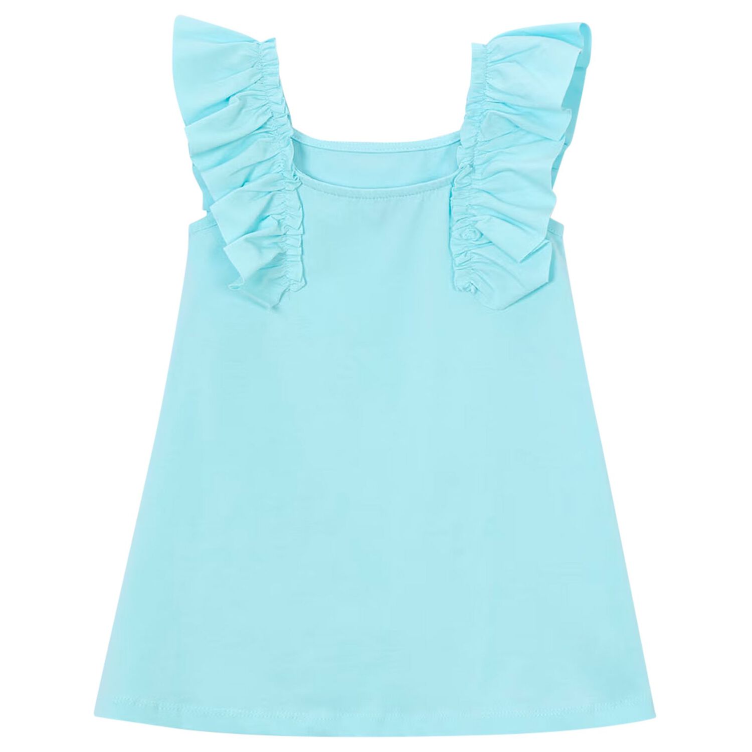 Girls Aqua Ruffled Dress, 1, hi-res