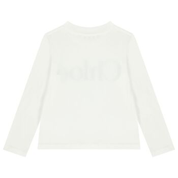 Girls White Logo Long Sleeve Top
