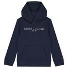 Boys Navy Blue Logo Hooded Top, 2, hi-res