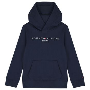 Boys Navy Blue Logo Hooded Top