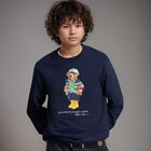 Boys Navy Blue Polo Bear Sweatshirt, 1, hi-res