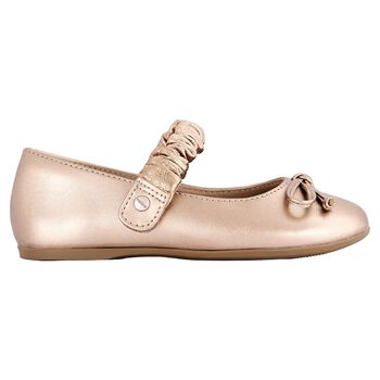 Girls Rose Gold Bow Shoes