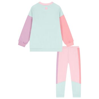 Girls Pink & Green Flower Leggings Set