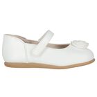 Younger Girls White Flower Shoes , 1, hi-res