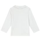 Younger Boys White Logo Long Sleeve Top, 2, hi-res