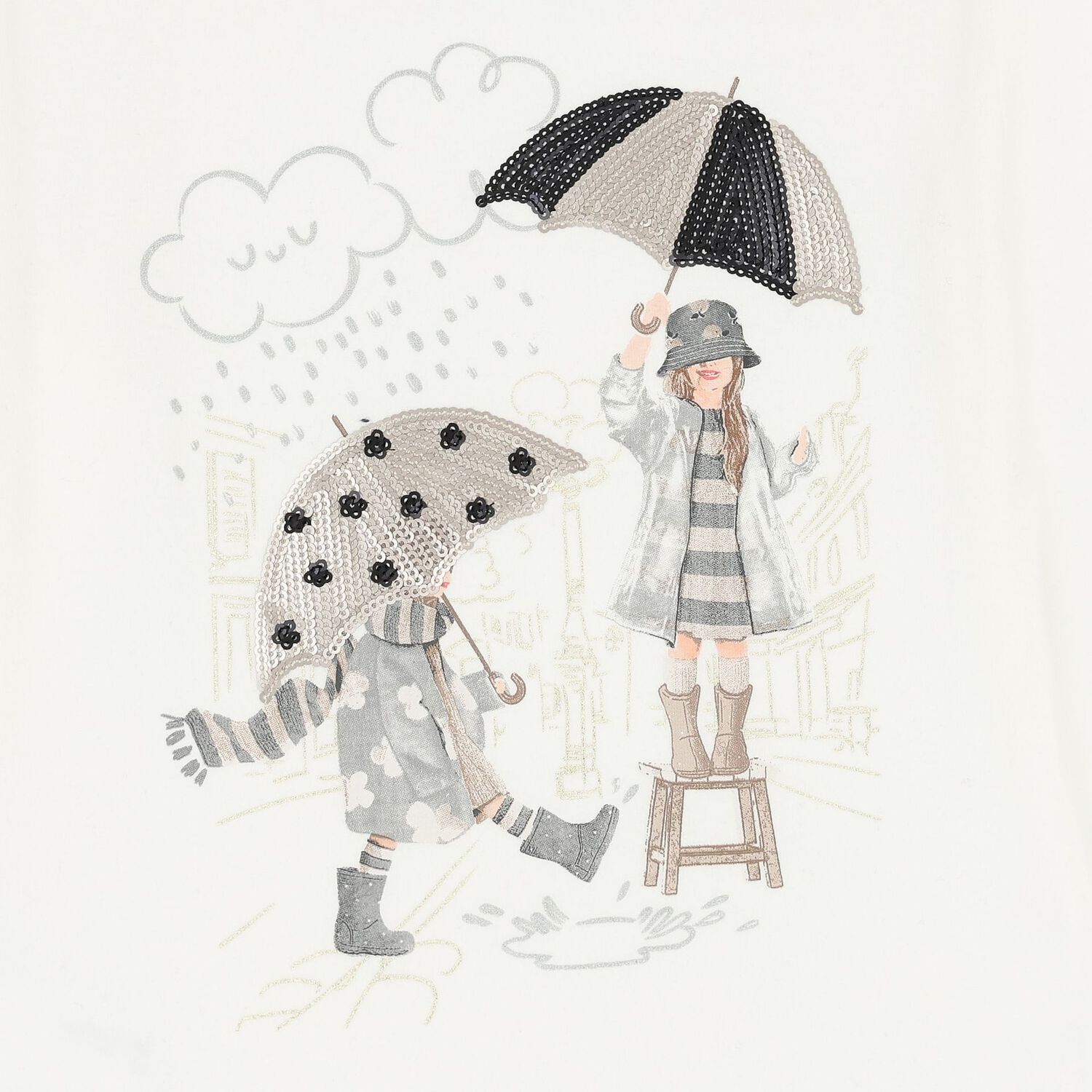 Girls White Long Sleeve Top, 3, hi-res