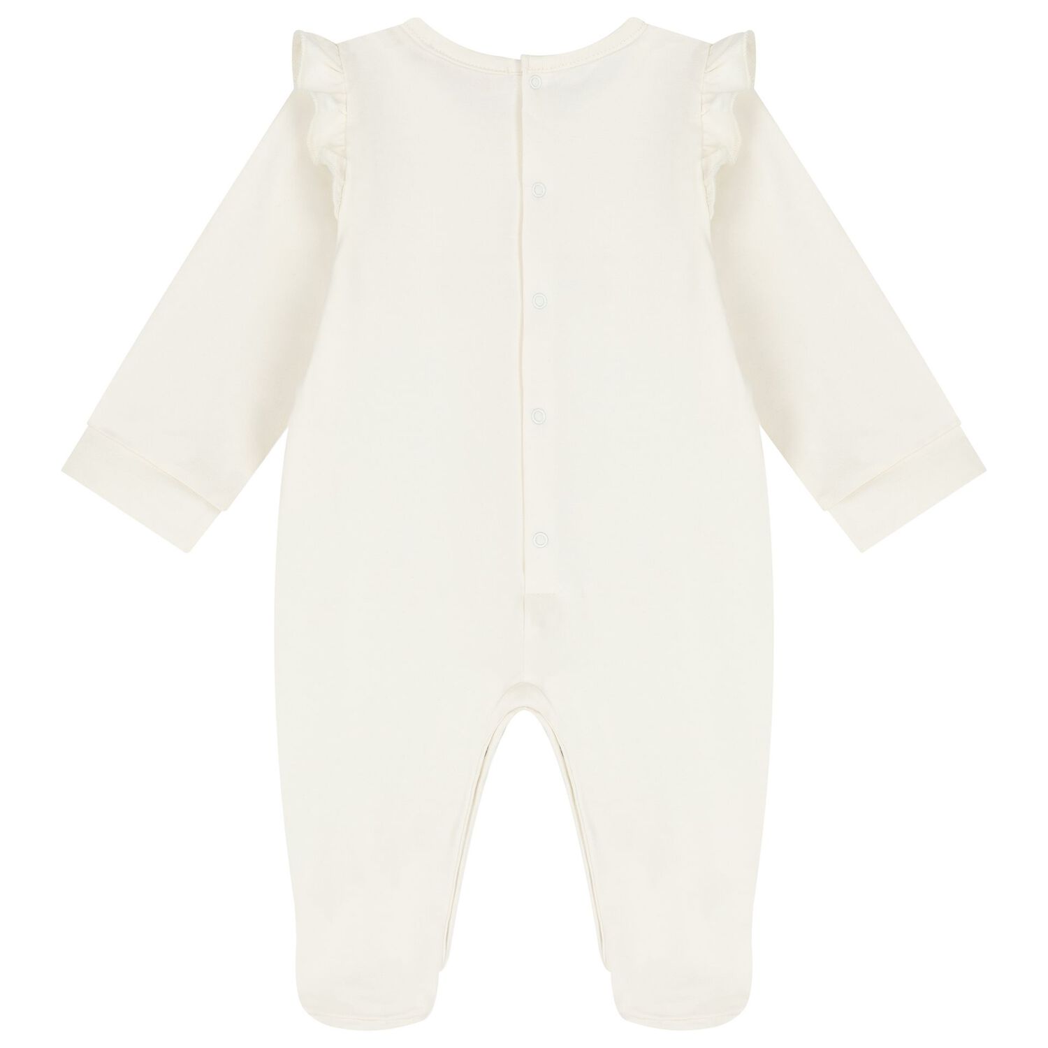 Baby Girls Ivory Logo Ruffled Babygrow, 1, hi-res image number null