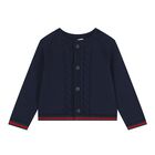 Baby Navy Blue Web Striped Cardigan, 1, hi-res