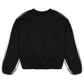 Girls Black Logo Overlay Tulle Sweatshirt