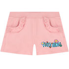 Younger Girls White & Pink Teddy Logo Shorts Set, 1, hi-res