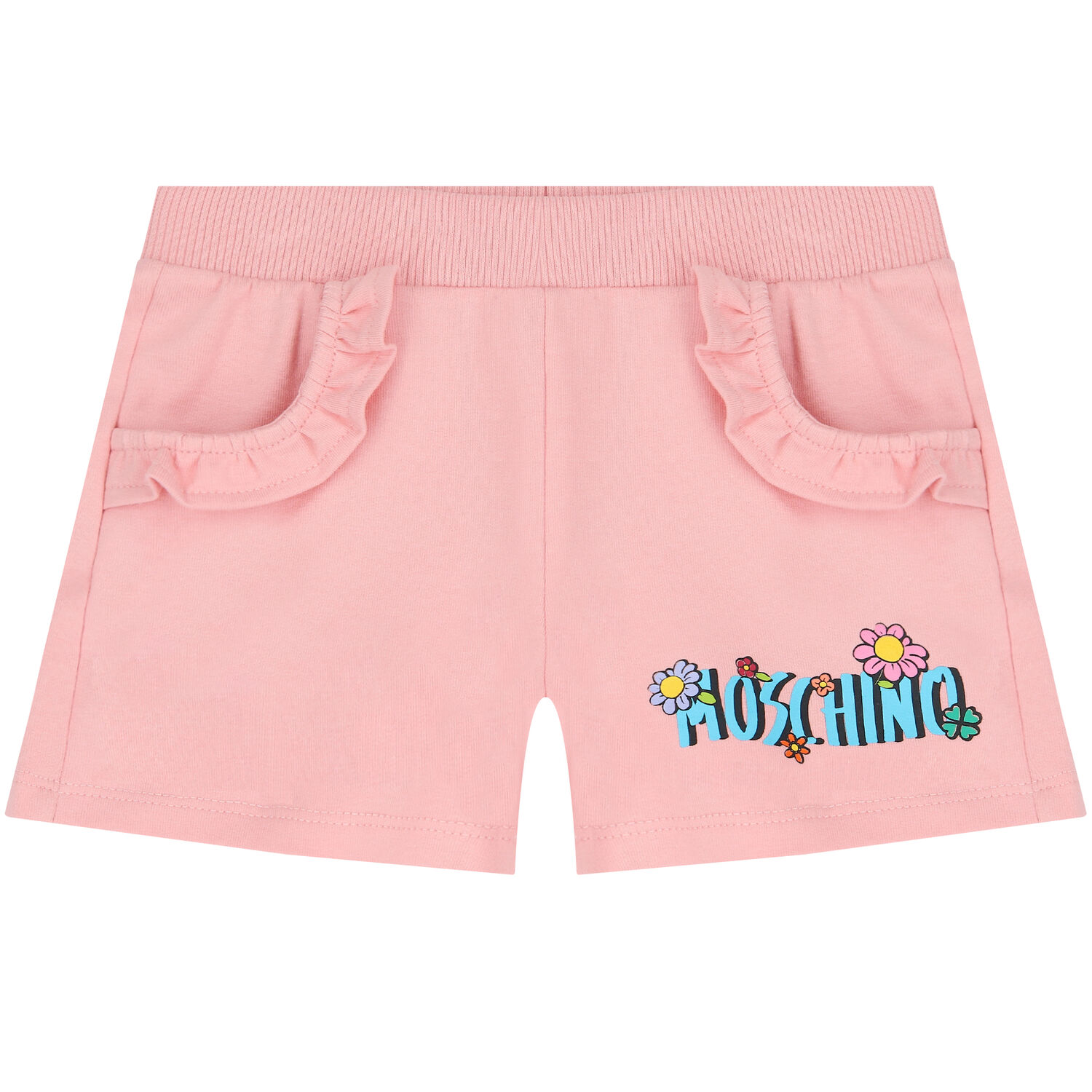 Younger Girls White & Pink Teddy Logo Shorts Set, 1, hi-res