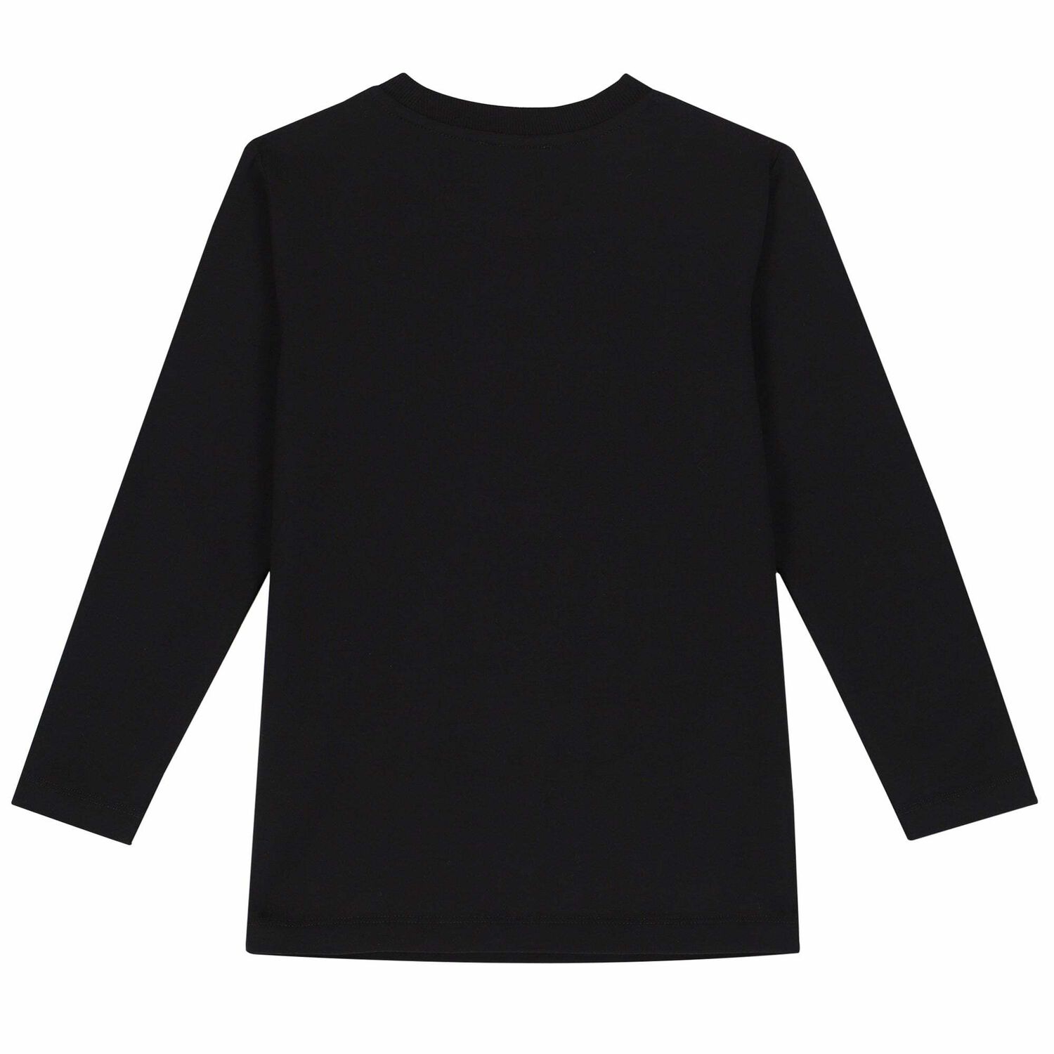 Girls Black Long Sleeve Logo Top, 2, hi-res