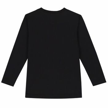 Girls Black Long Sleeve Logo Top