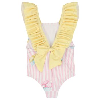 Girls White, Yellow & Pink Ice Cream Swimsuit