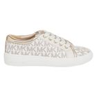 Girls Ivory & Gold Logo Trainers, 1, hi-res