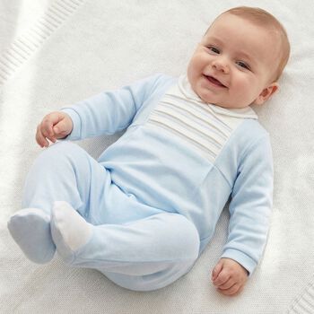 Baby Boys White & Blue Babygrow