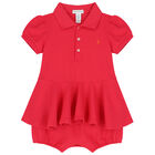 Baby Girls Pink Logo Romper Dress, 1, hi-res