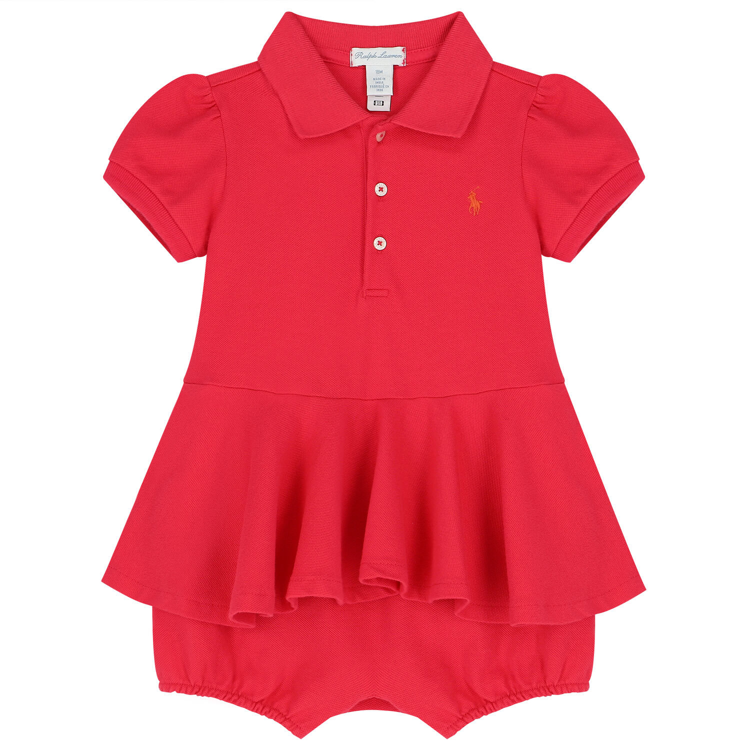 Baby Girls Pink Logo Romper Dress, 1, hi-res