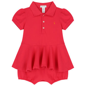 Baby Girls Pink Logo Romper Dress