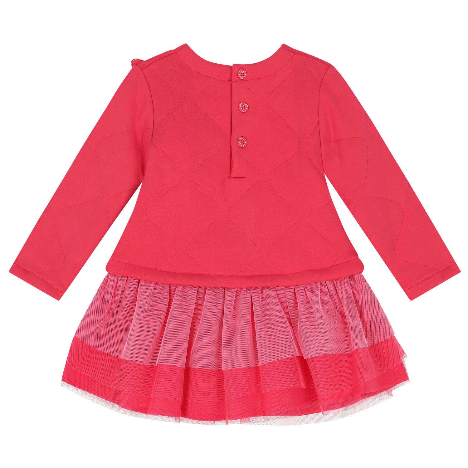 Girls Pink Tulle Hearts Dress Set, 1, hi-res