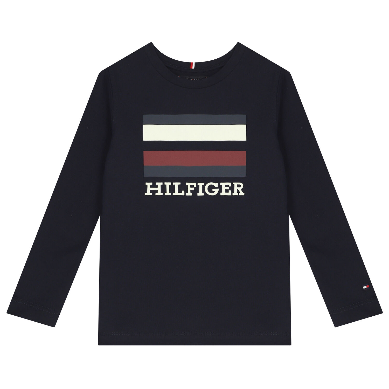 Boys Navy Blue Logo Long Sleeve Top, 1, hi-res