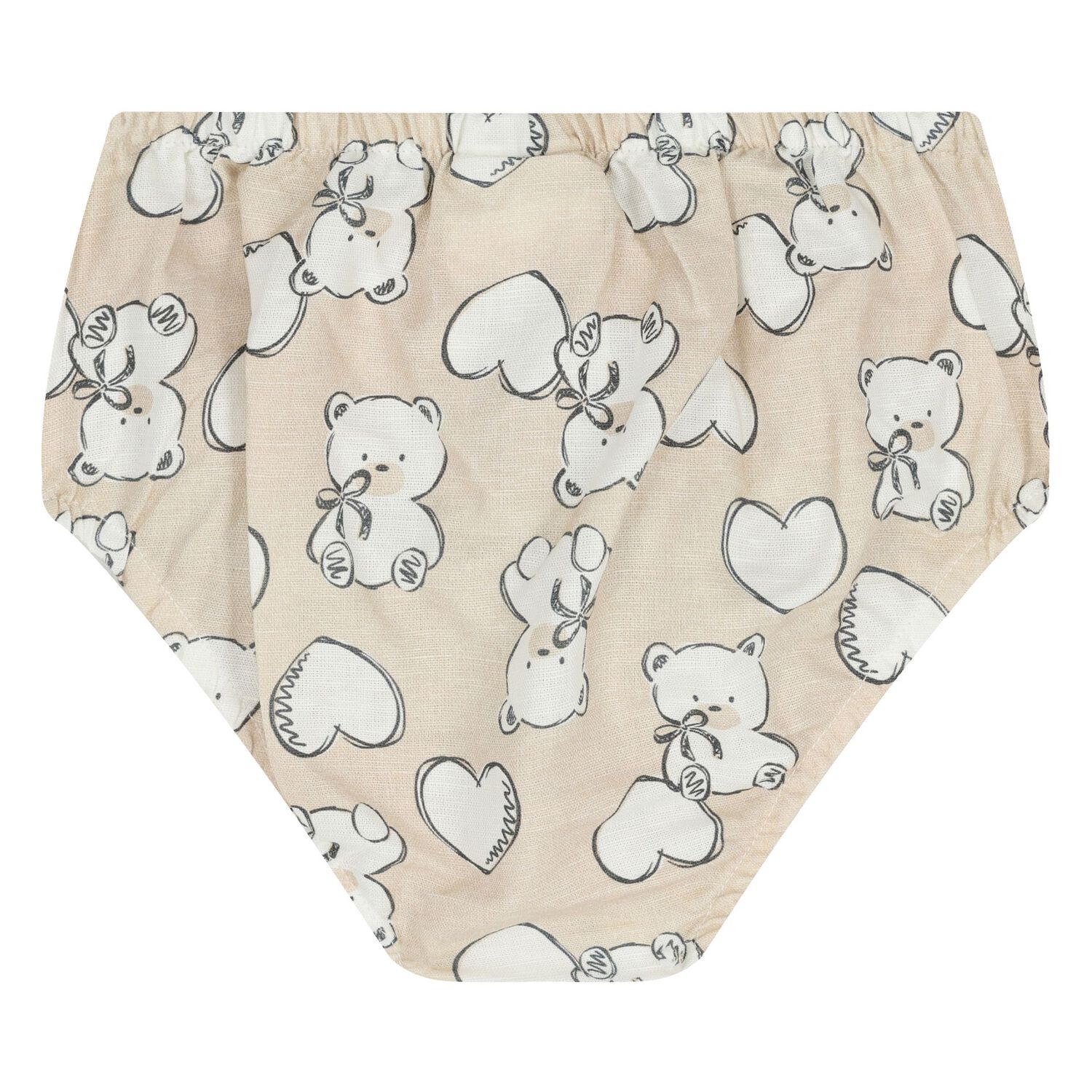 Baby Girls Beige Heart & Bear Dress Set, 1, hi-res