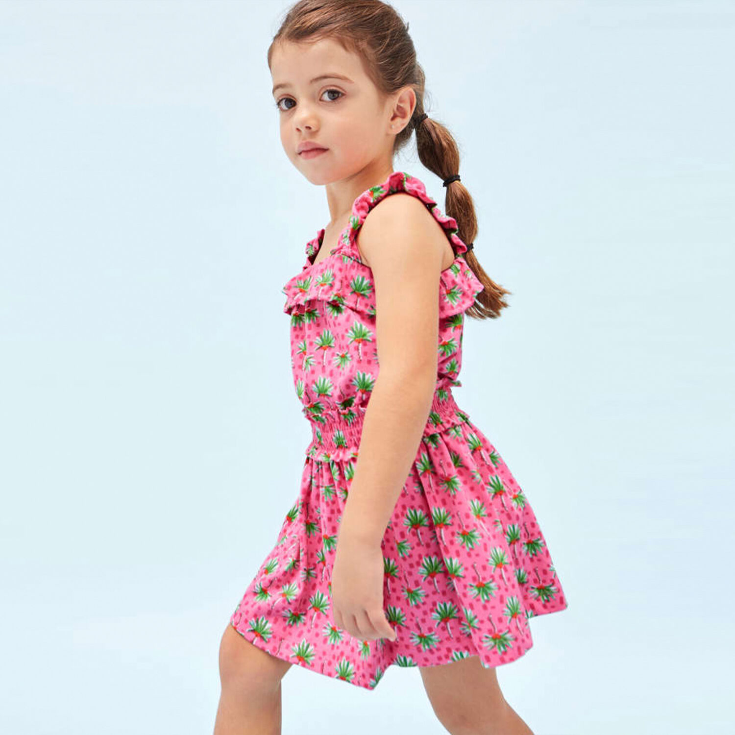 Girls Pink Palm Tree Skirt Set, 1, hi-res