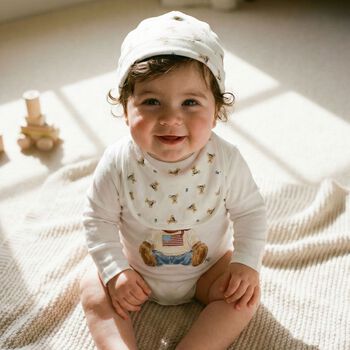  Baby Boys White Polo Bear Babysuit Gift Set