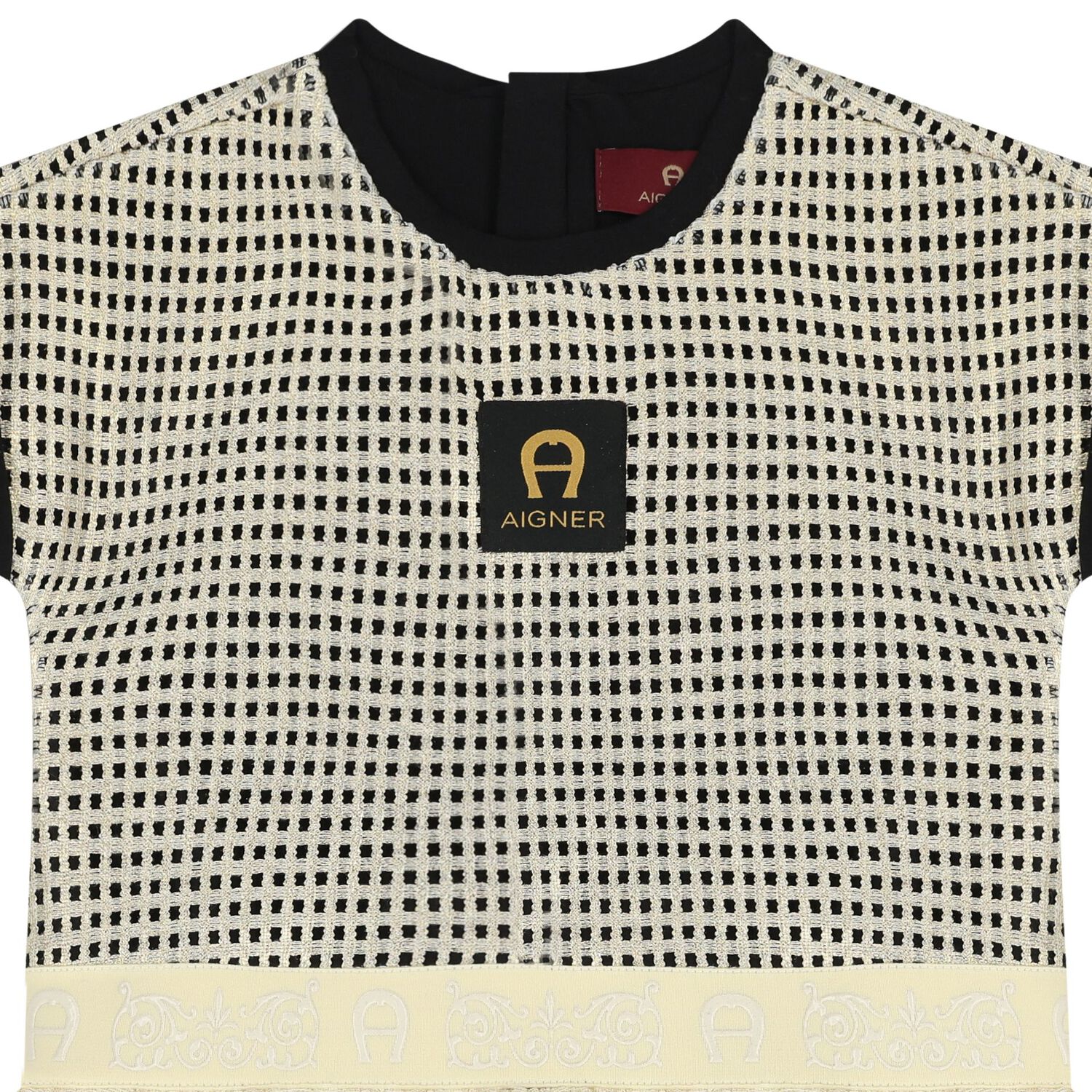 Girls Black & Gold Logo Dress, 2, hi-res