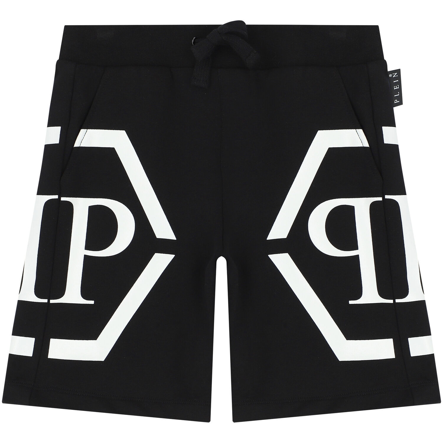 Boys Black Logo Shorts, 1, hi-res