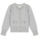 Girls Grey Bow Cardigan, 2, hi-res