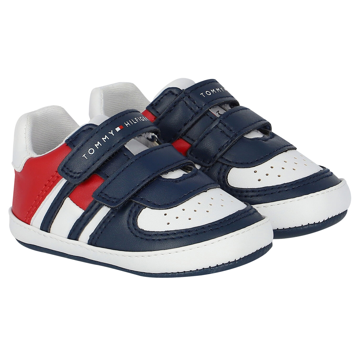 Baby Boys Navy, White & Red Logo Pre Walker Shoes, 1, hi-res