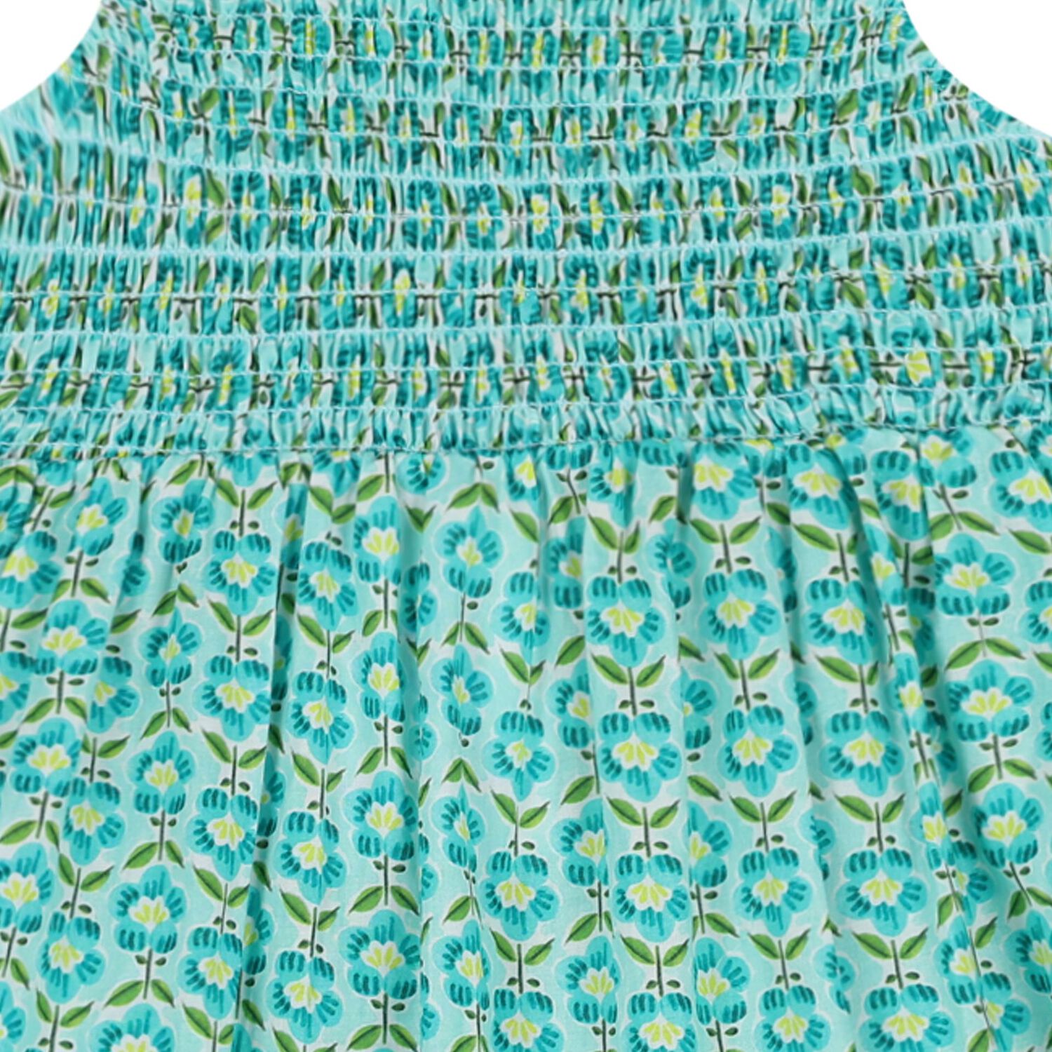 Girls Green Floral Smocked Dress Set, 1, hi-res