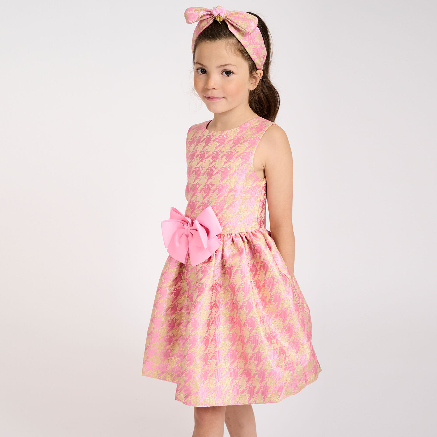 Girls Pink & Gold Dress, 1, hi-res