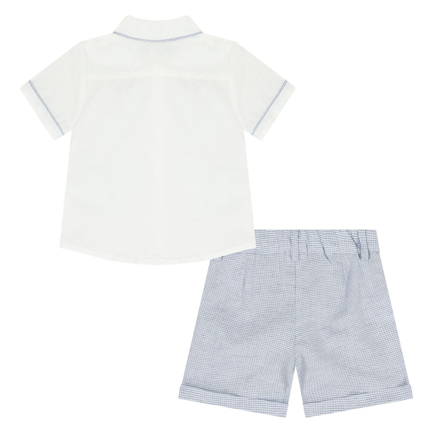 Younger Boys White & Blue Shorts Set, 1, hi-res