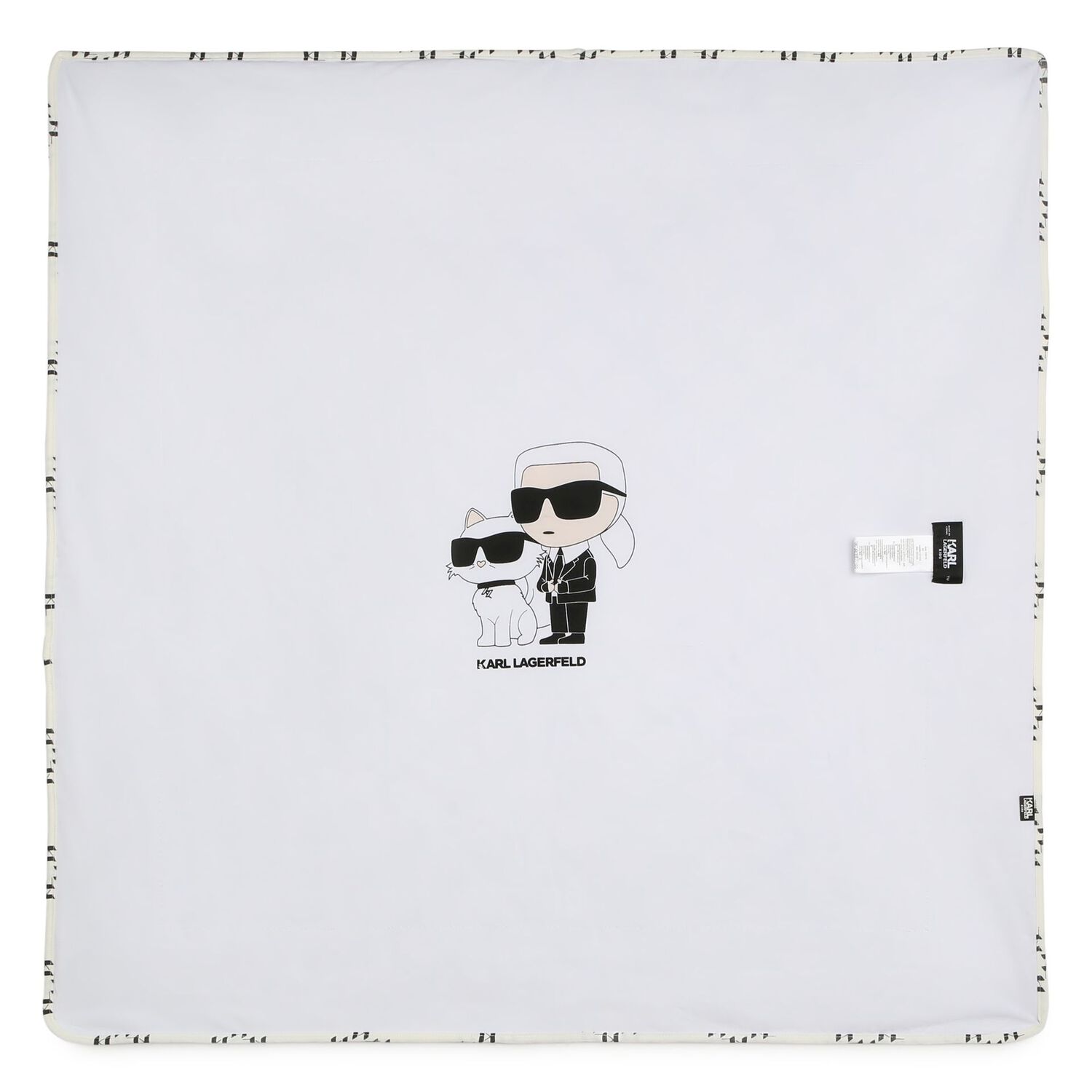 Ivory & Black Monogram Logo Baby Blanket, 1, hi-res