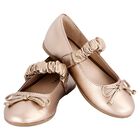 Girls Rose Gold Bow Shoes, 1, hi-res