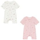 Baby Girls White & Pink Rompers ( 2 Pack ), 1, hi-res