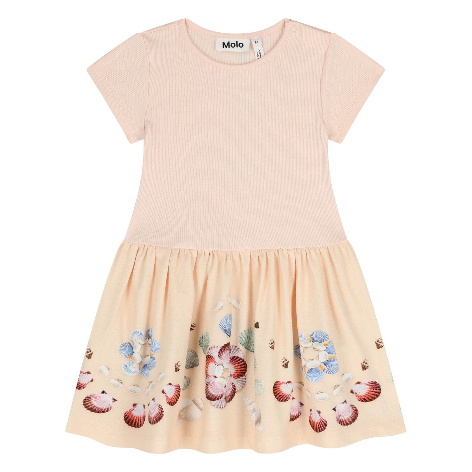 Younger Girls Pink & Beige Shell Dress, 1, hi-res