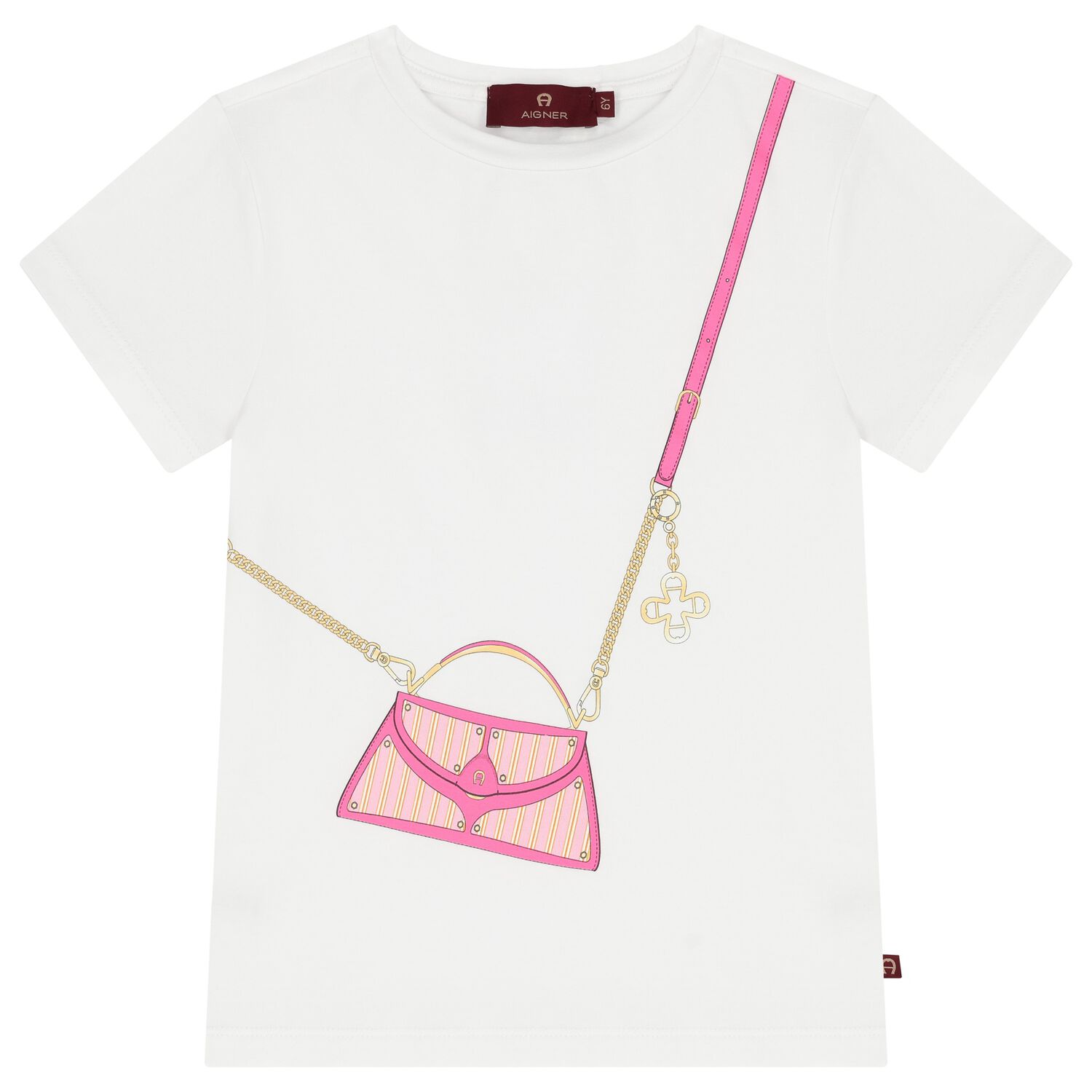 Girls White Logo Bag T-Shirt, 1, hi-res