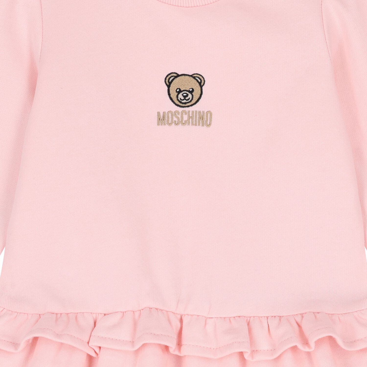 Younger Girls Pink Teddy Bear Logo Dress, 3, hi-res