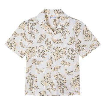 Boys Ivory & Beige Cotton Shirt