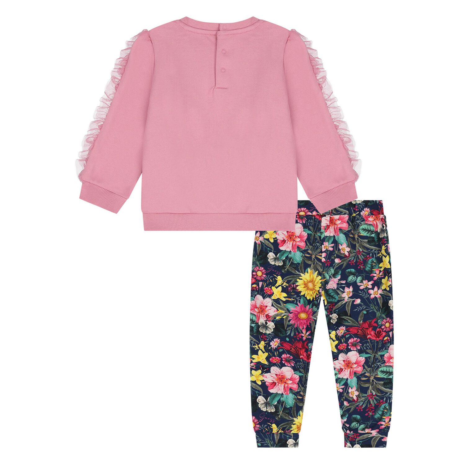 Younger Girls Pink Floral Tracksuit, 1, hi-res image number null