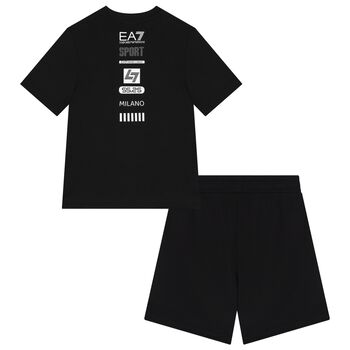 Boys Black Logo Shorts Set