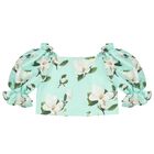 Girls Green Floral Skirt Set, 1, hi-res