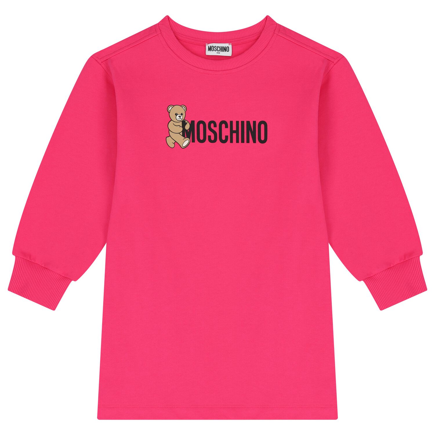 Girls Pink Teddy Bear Logo Dress, 2, hi-res