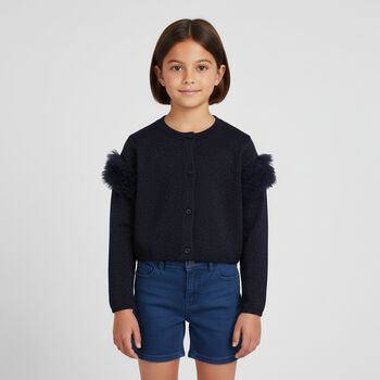 Girls Navy Blue Knitted Cardigan