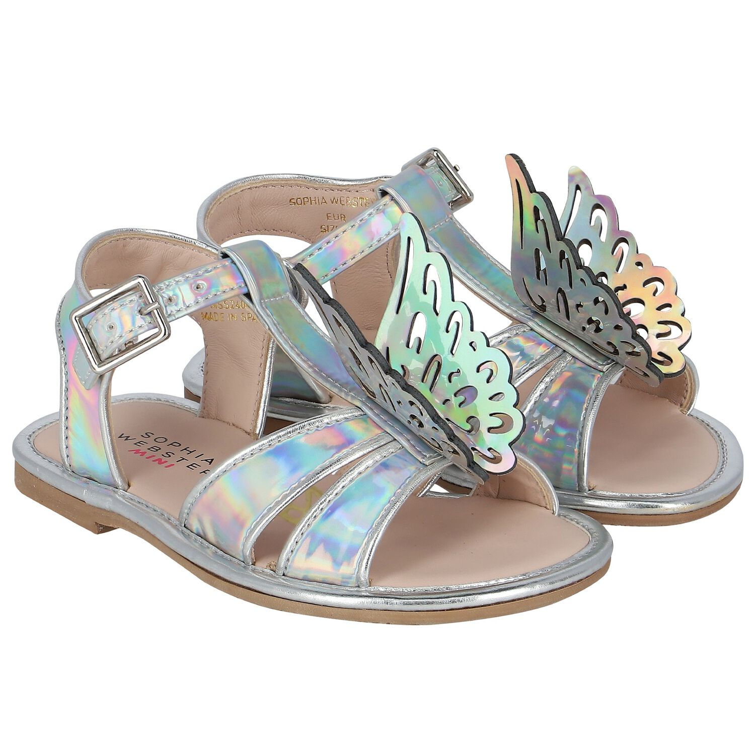 Younger Girls Iridescent Butterfly Sandals, 1, hi-res