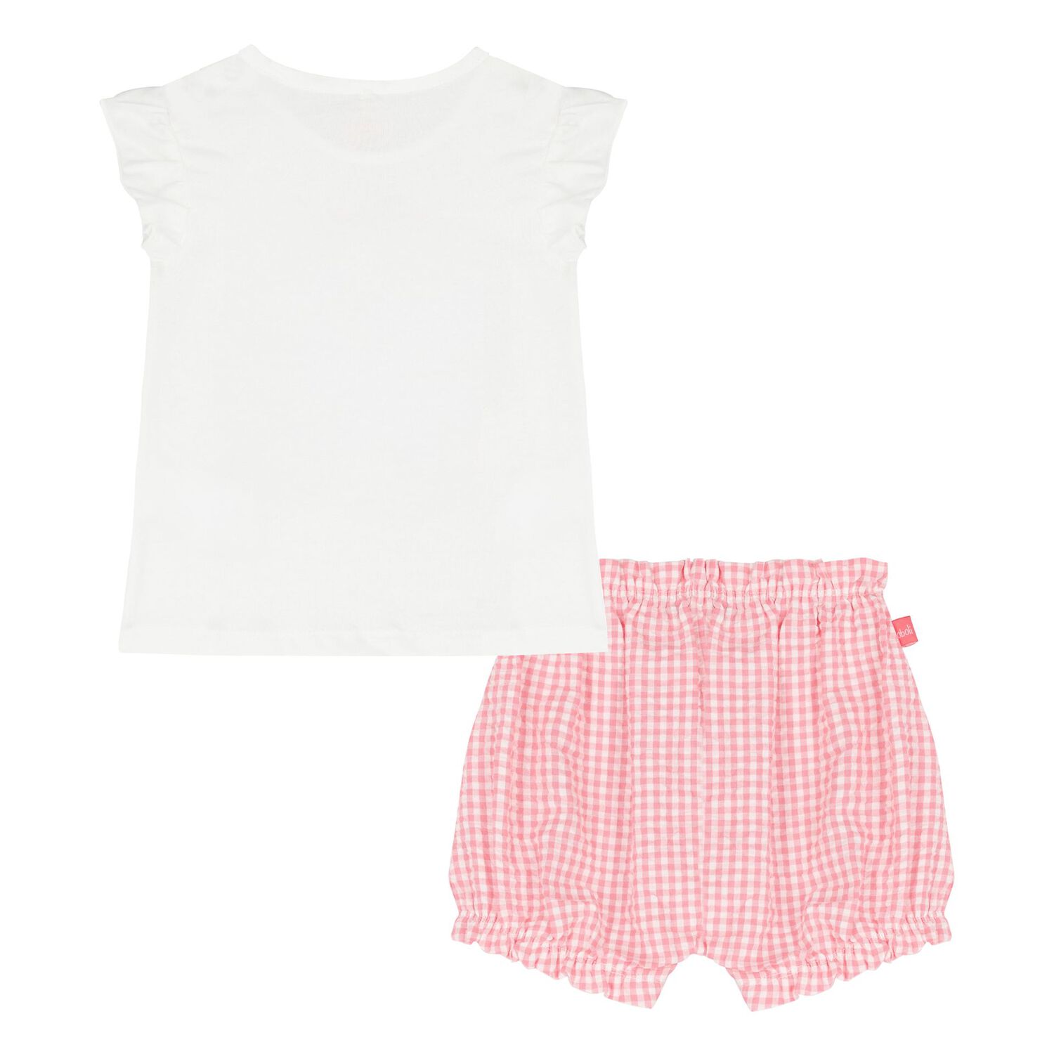Younger Girls White & Pink Shorts Set, 1, hi-res