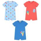 Baby Boys Red & Blue Rompers ( 3-Pack ), 1, hi-res